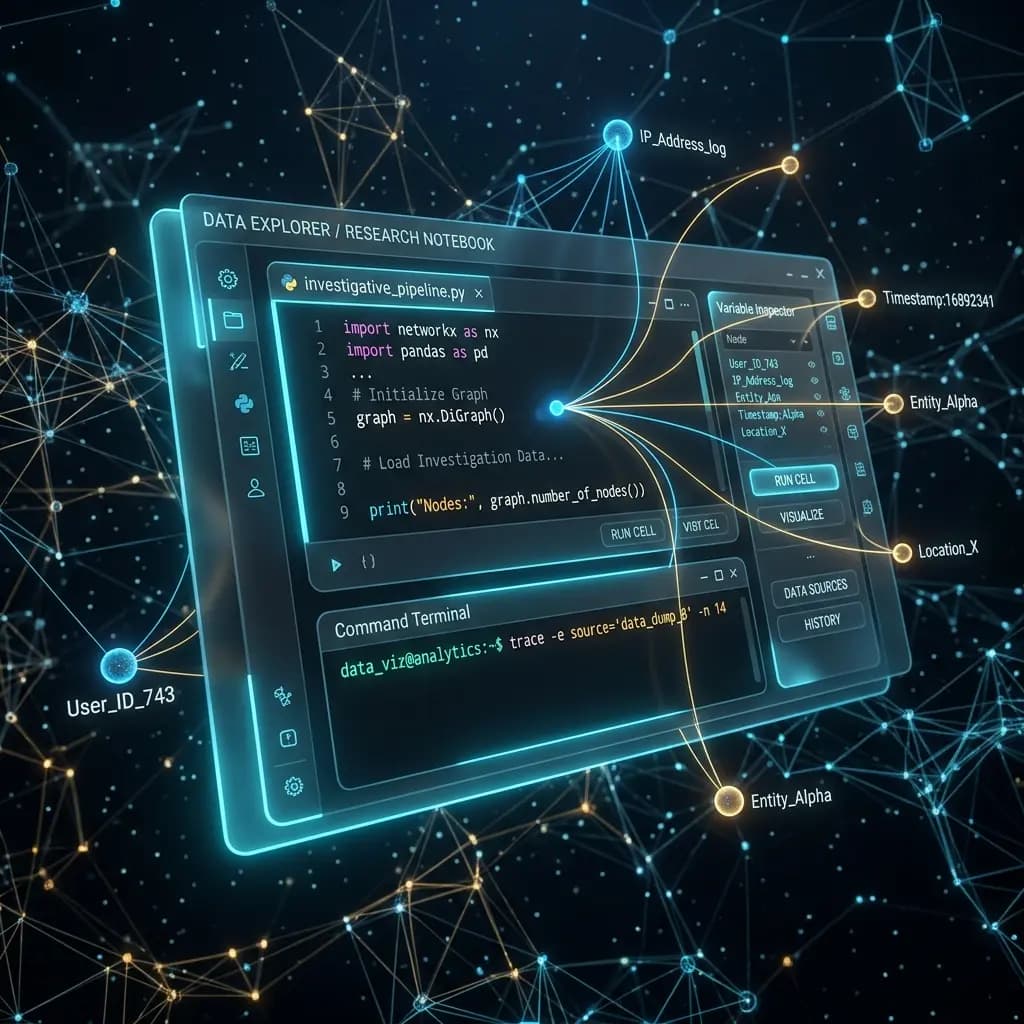 Investigador ejecutando búsquedas masivas de rostros desde un notebook